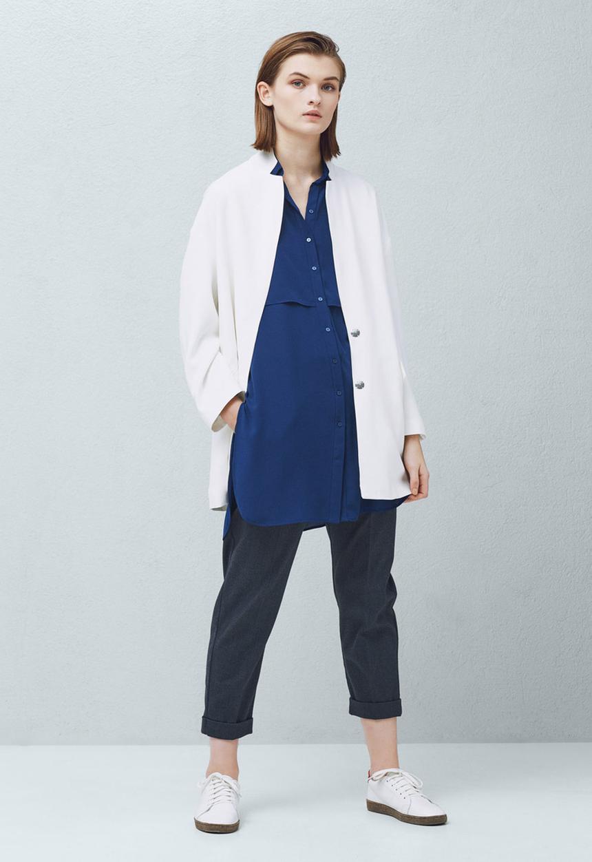 MANGO - Longer-length Shirt Mid Blue