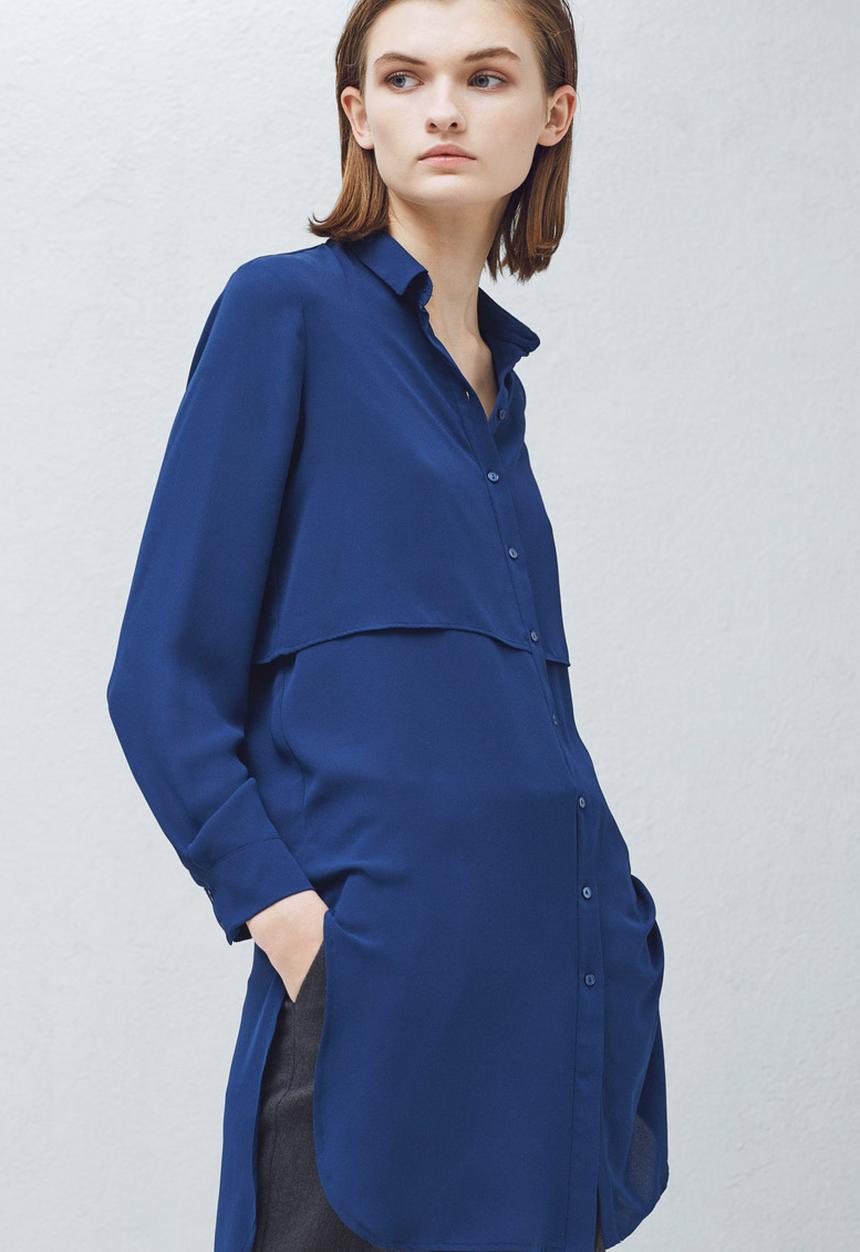 MANGO - Longer-length Shirt Mid Blue