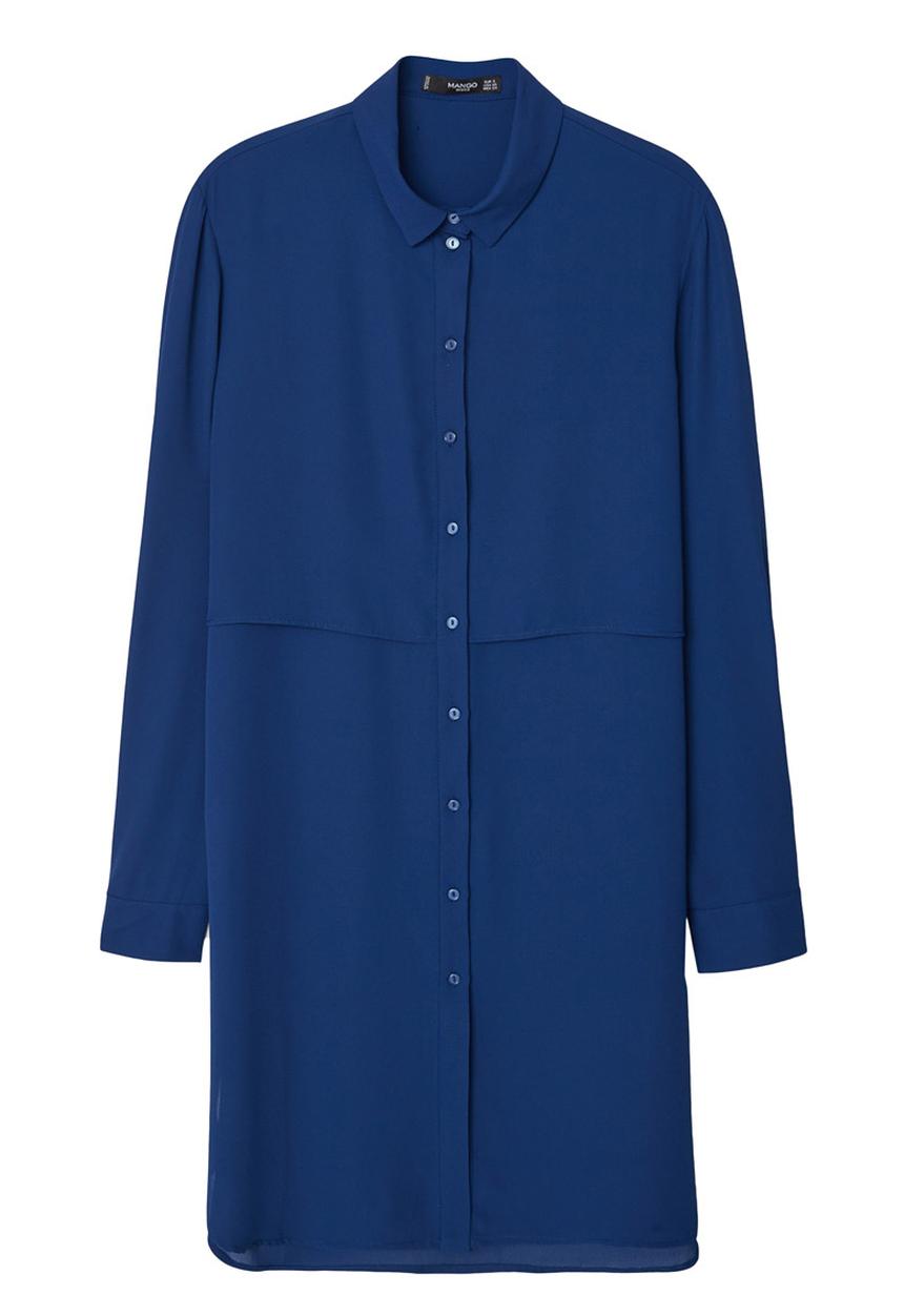 MANGO - Longer-length Shirt Mid Blue