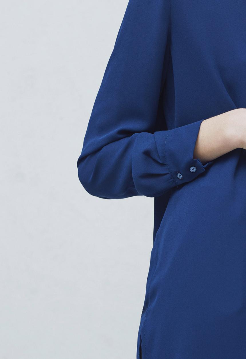 MANGO - Longer-length Shirt Mid Blue