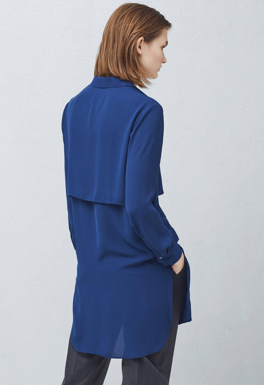 MANGO - Longer-length Shirt Mid Blue
