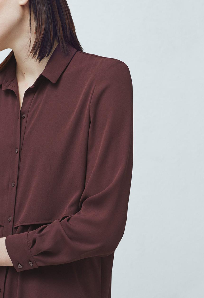 MANGO - Longer-length Shirt Dark Red