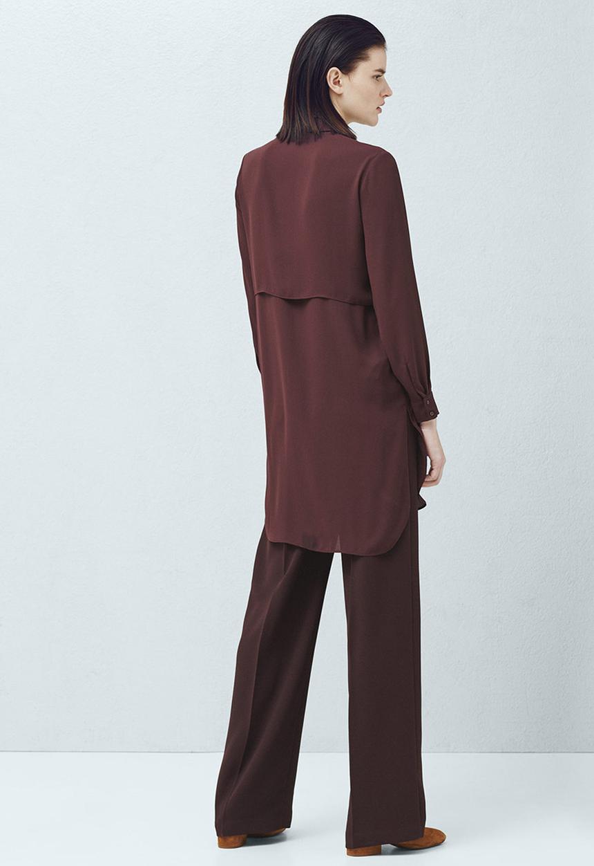 MANGO - Longer-length Shirt Dark Red