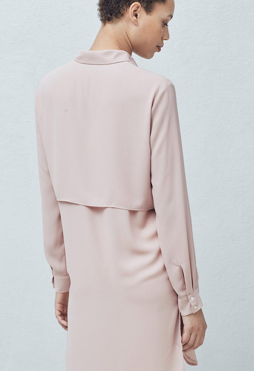 MANGO - Longer-length Shirt Pale Pink