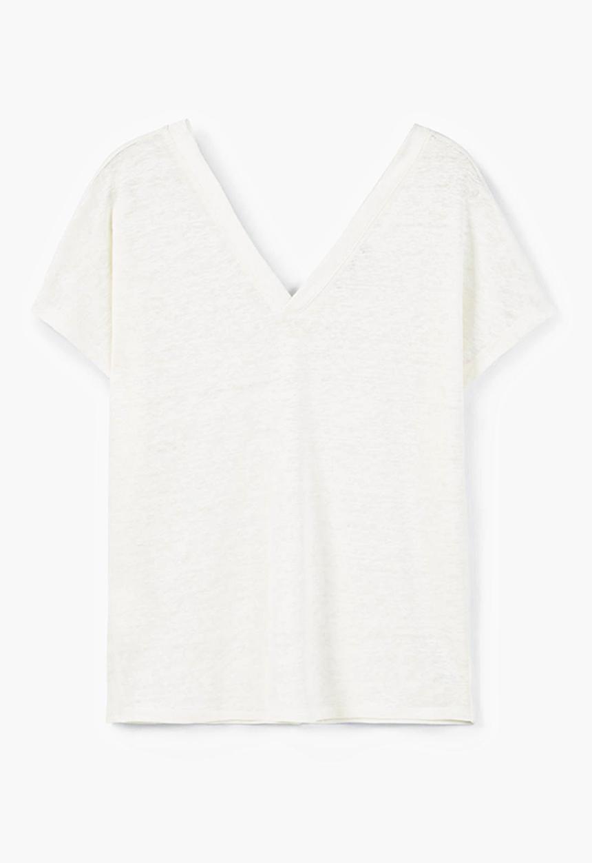 MANGO - Linen Tee White