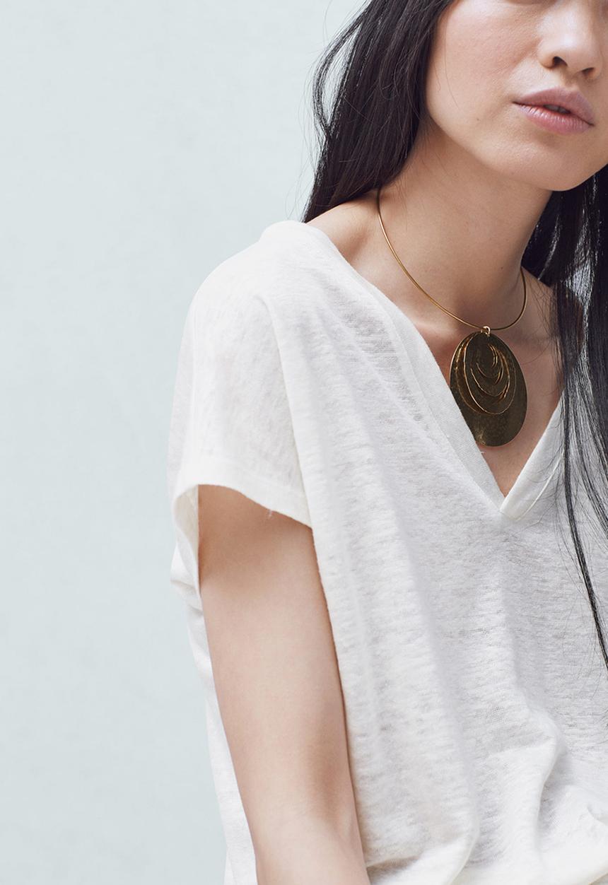 MANGO - Linen Tee White