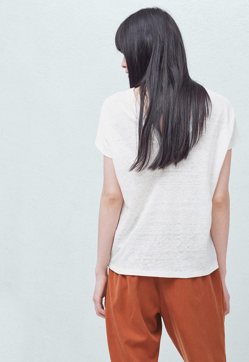 MANGO - Linen Tee White