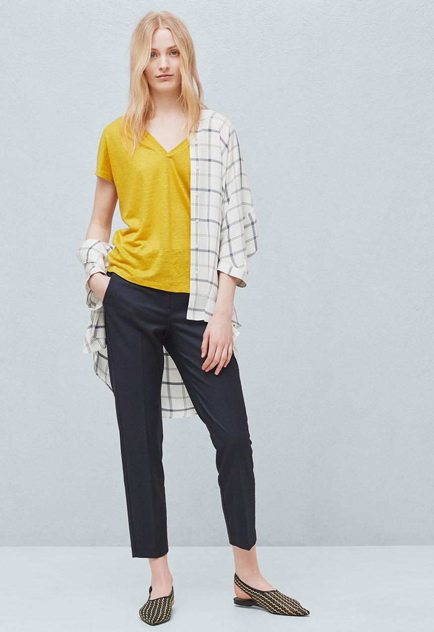 MANGO - Linen Tee Yellow