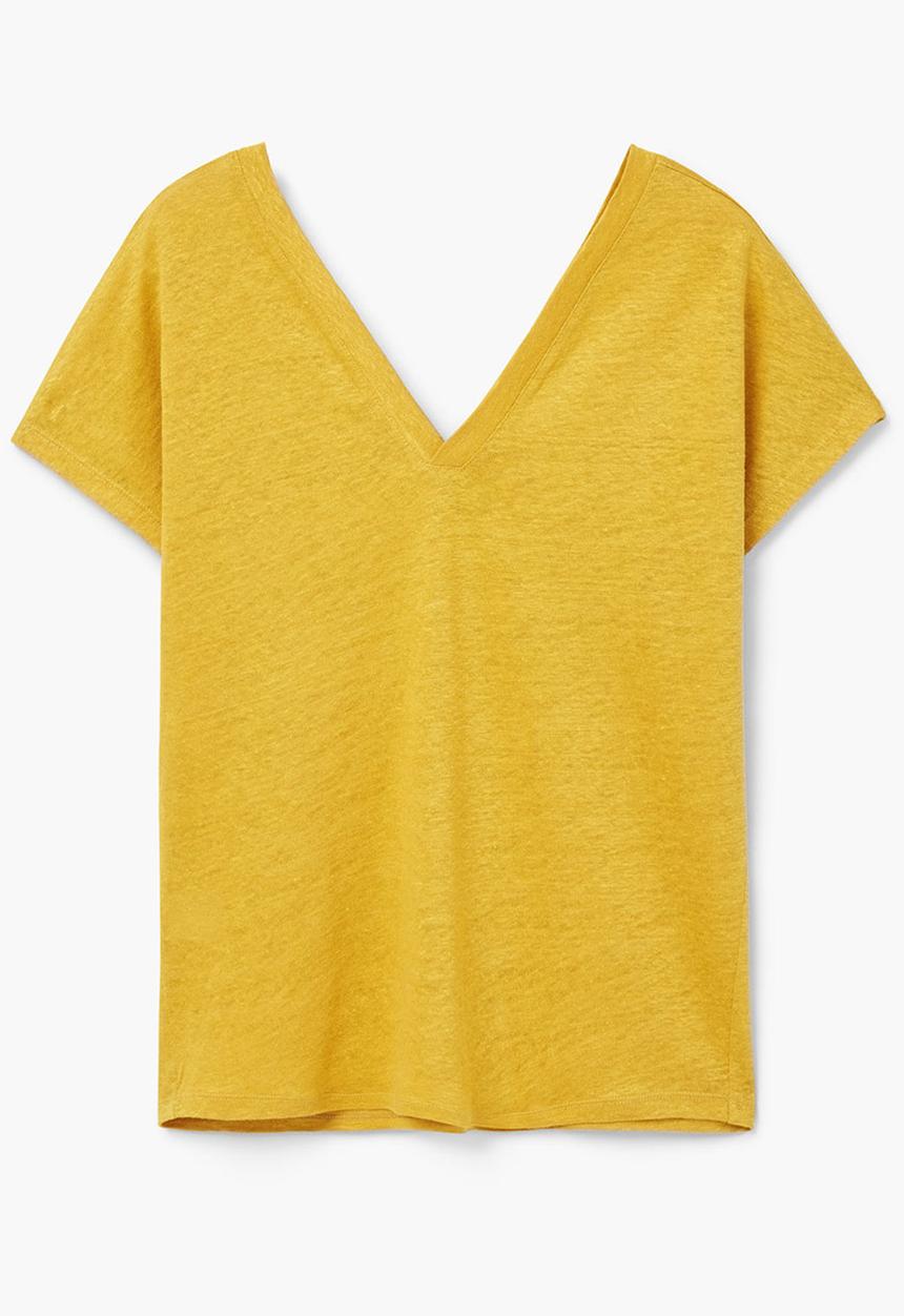 MANGO - Linen Tee Yellow