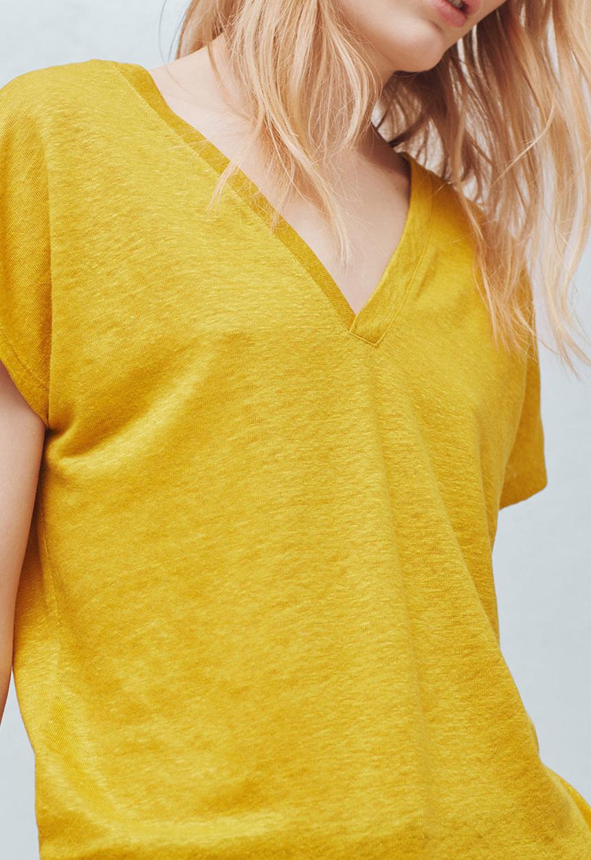 MANGO - Linen Tee Yellow