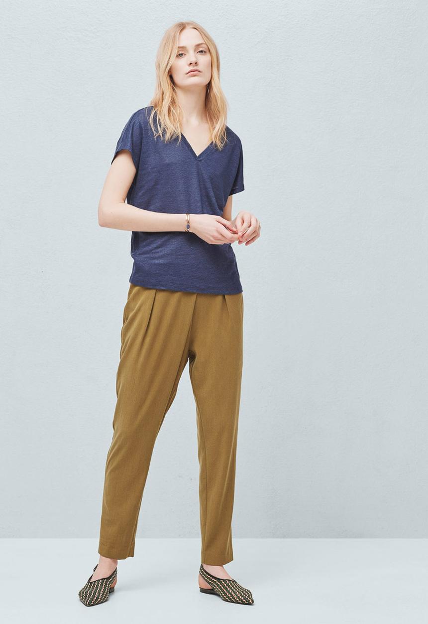 MANGO - Linen Tee Navy