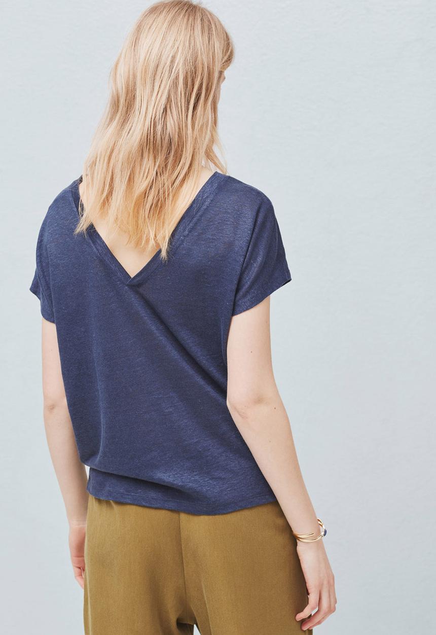 MANGO - Linen Tee Navy