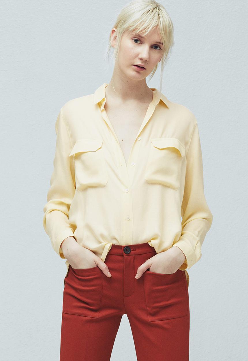 MANGO - Flap Pocket Shirt Yellow