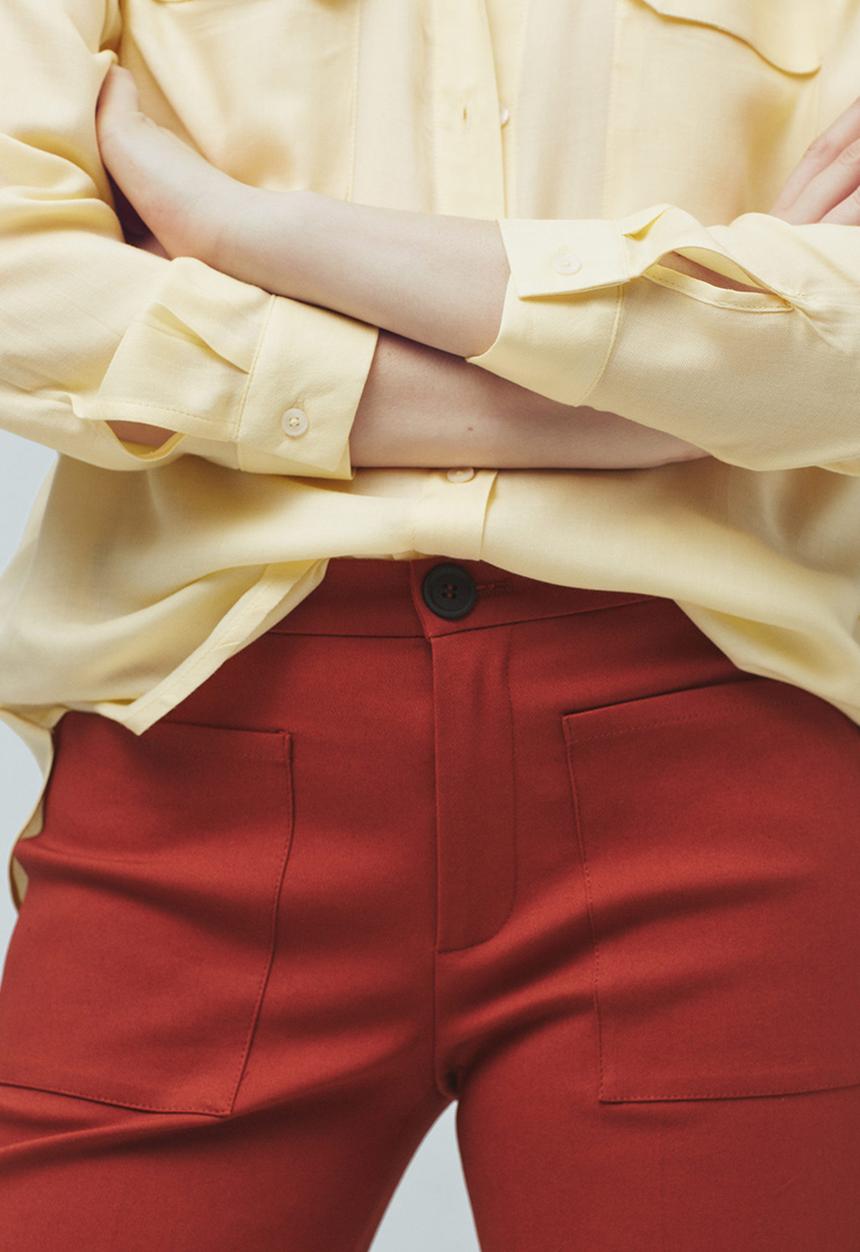 MANGO - Flap Pocket Shirt Yellow