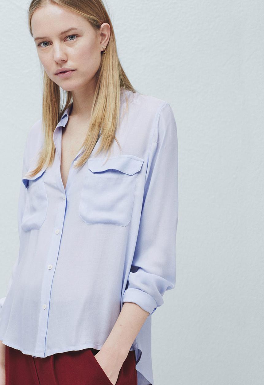 MANGO - Flap Pocket Shirt Pale Blue