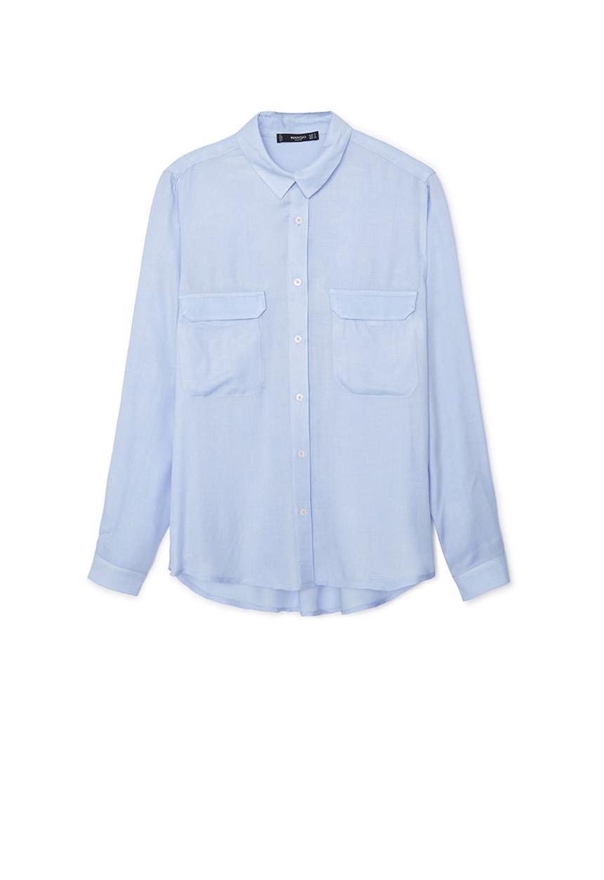 MANGO - Flap Pocket Shirt Pale Blue