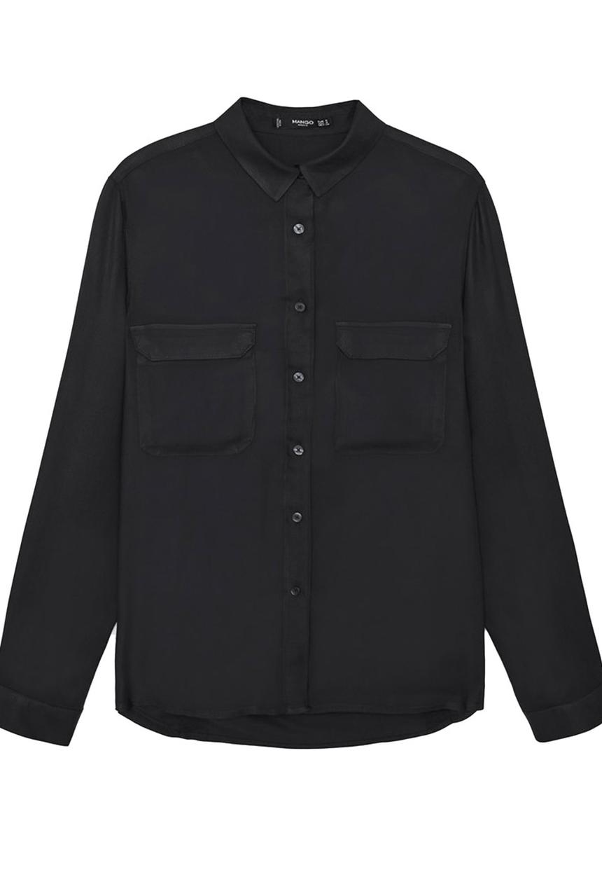 MANGO - Flap Pocket Shirt Black
