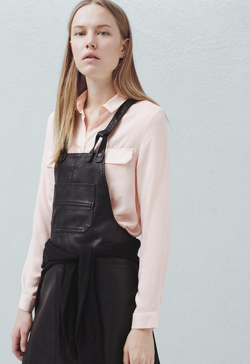 MANGO - Flap Pocket Shirt Pale Pink