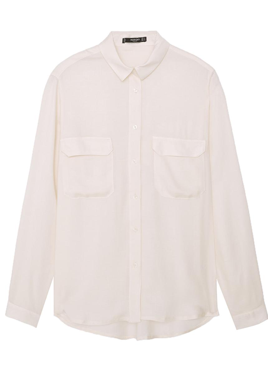 MANGO - Flap Pocket Shirt Pale Pink