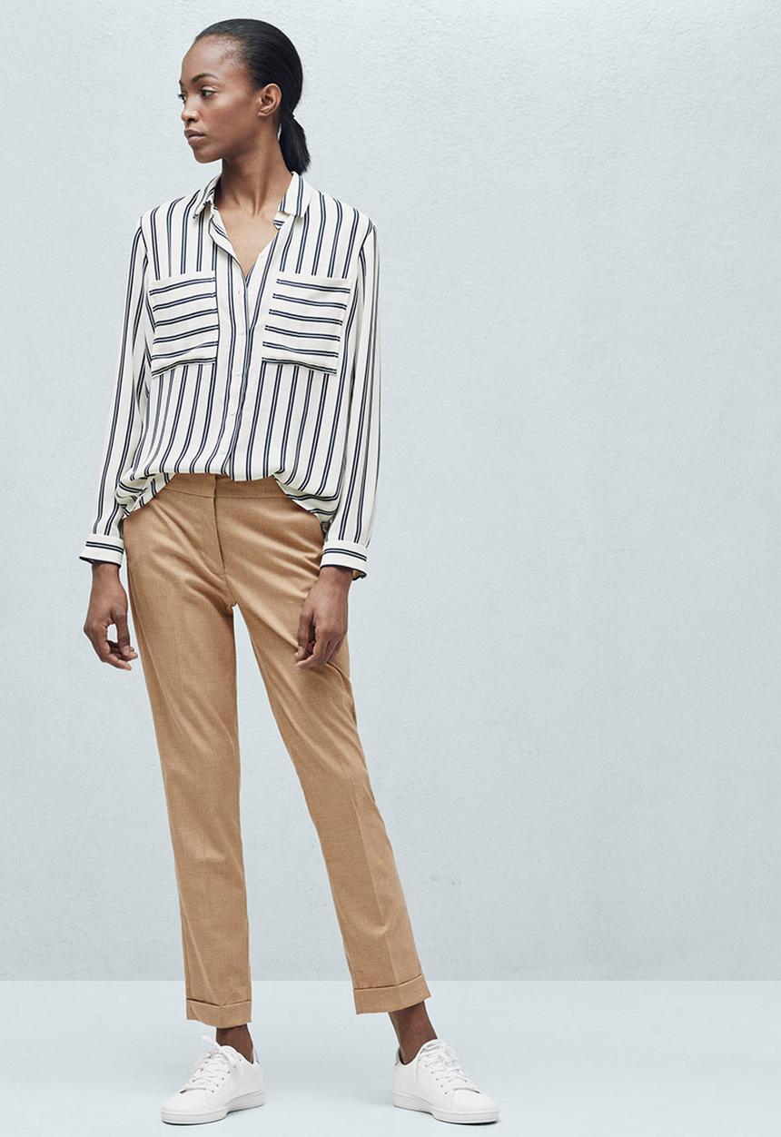 MANGO - Pocket Striped Shirt White