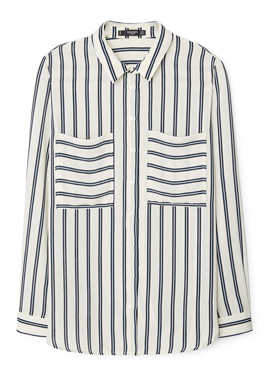 MANGO - Pocket Striped Shirt White