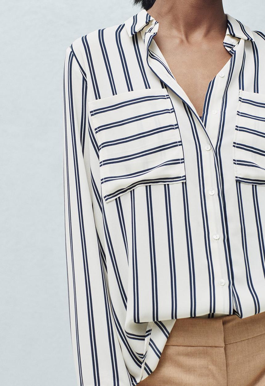 MANGO - Pocket Striped Shirt White