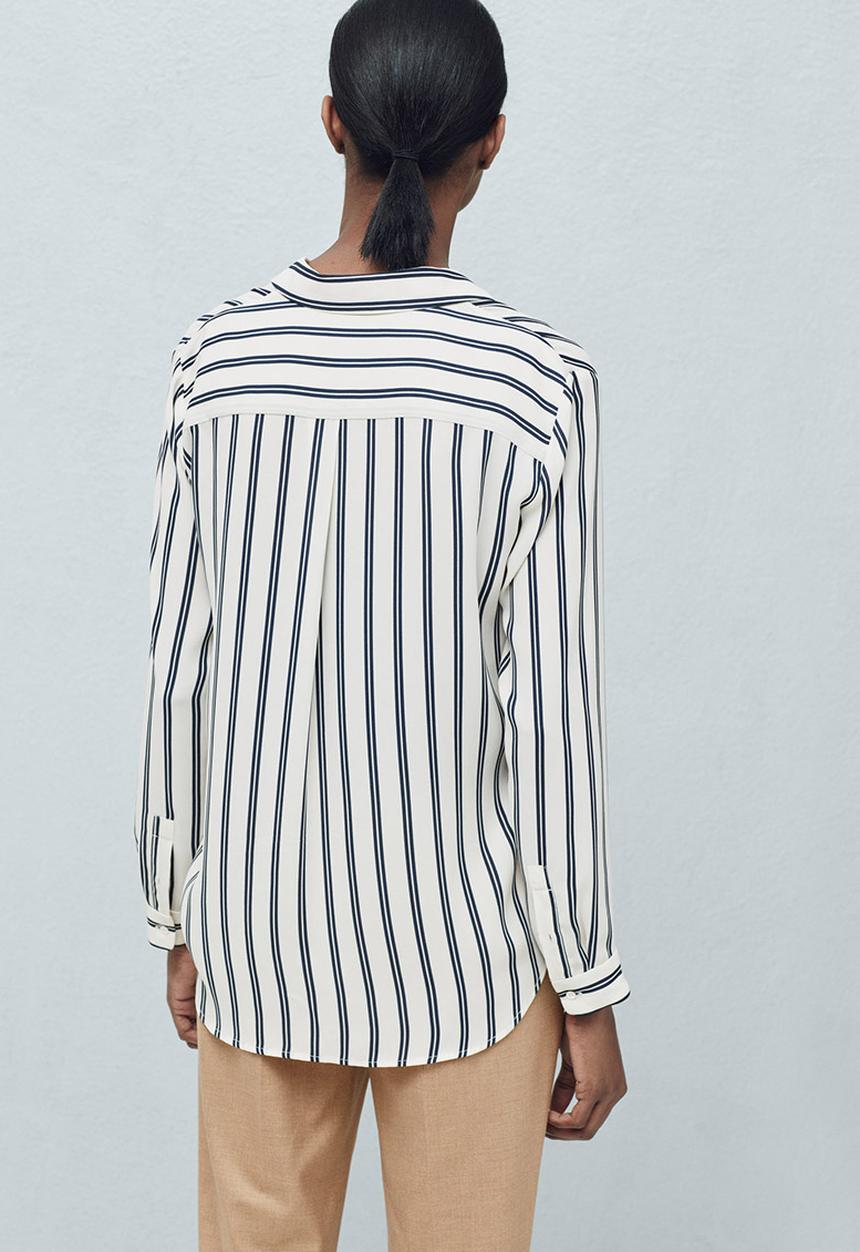 MANGO - Pocket Striped Shirt White