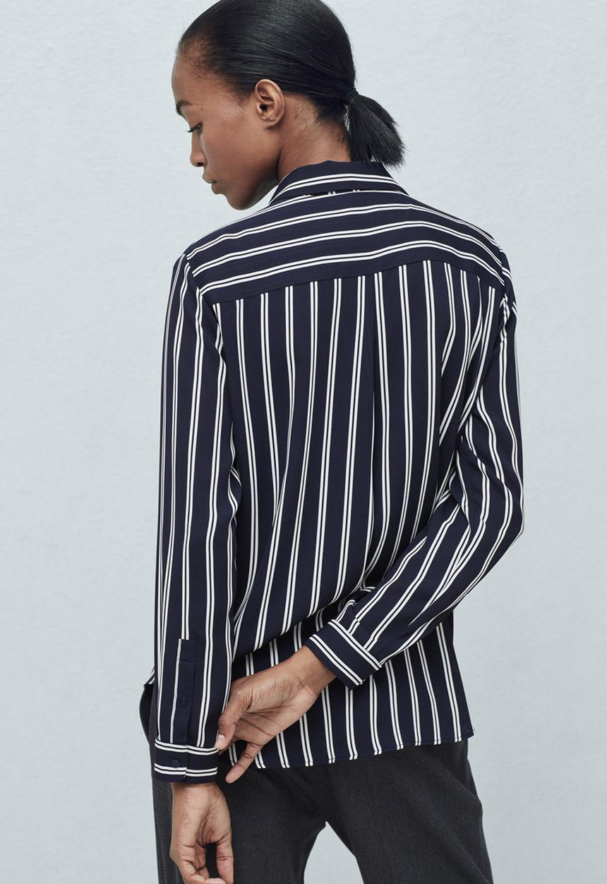 MANGO - Pocket Striped Shirt Blue and White