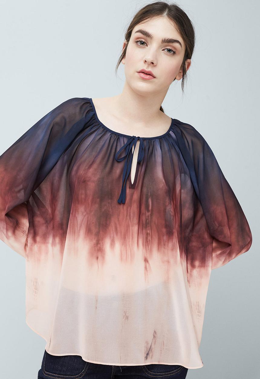 MANGO - Tie-dye Sheer Blouse Multi-colour