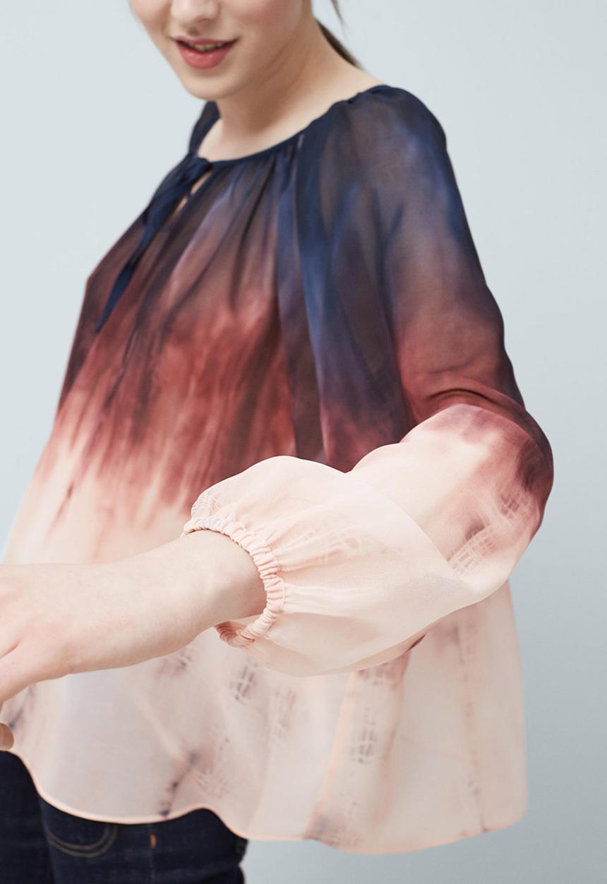 MANGO - Tie-dye Sheer Blouse Multi-colour