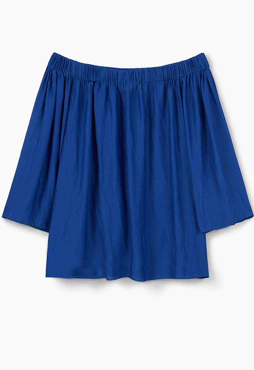 MANGO - Off-the-shoulder Blouse Blue