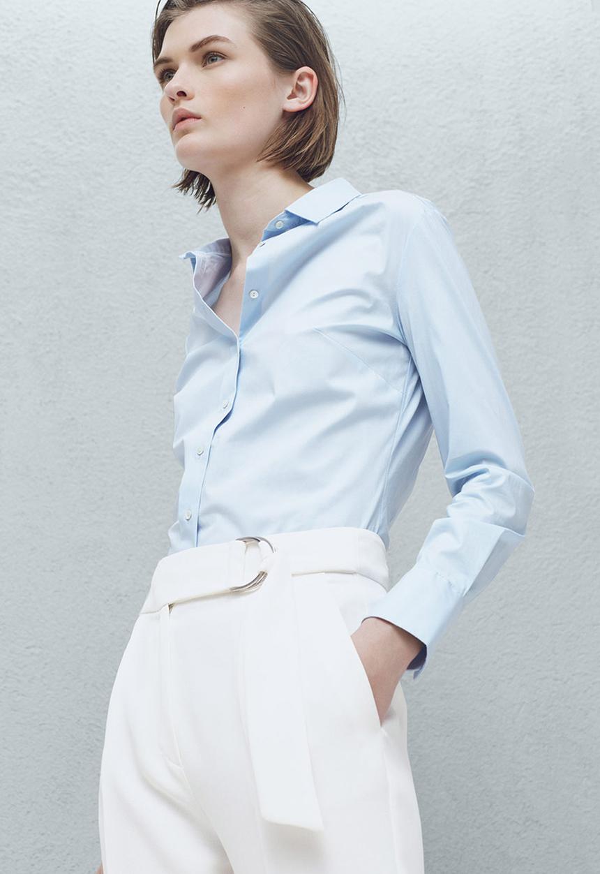 MANGO - Cotton Shirt Pale Blue
