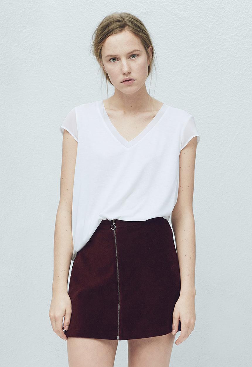 MANGO - Soft Panel T-shirt Milk