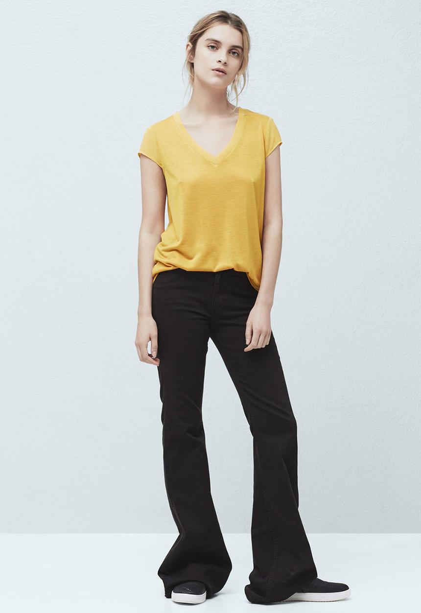 MANGO - Soft Panel T-shirt Yellow