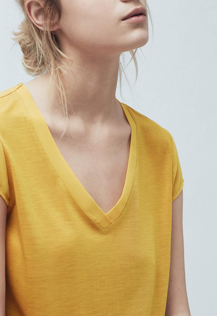 MANGO - Soft Panel T-shirt Yellow