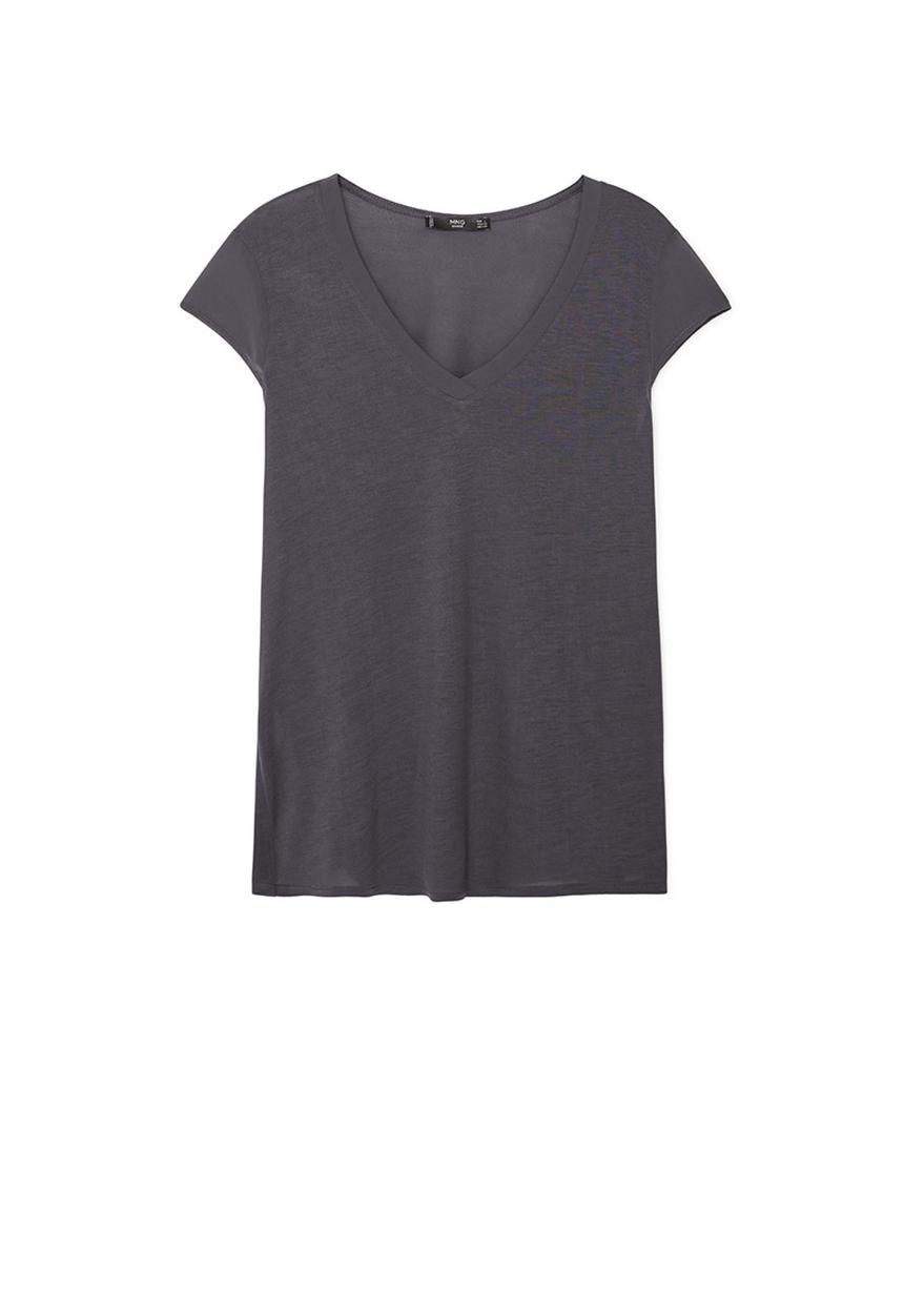 MANGO - Soft Panel T-shirt Dark Grey