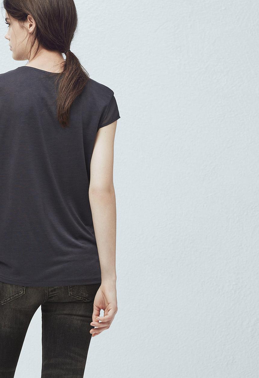MANGO - Soft Panel T-shirt Dark Grey