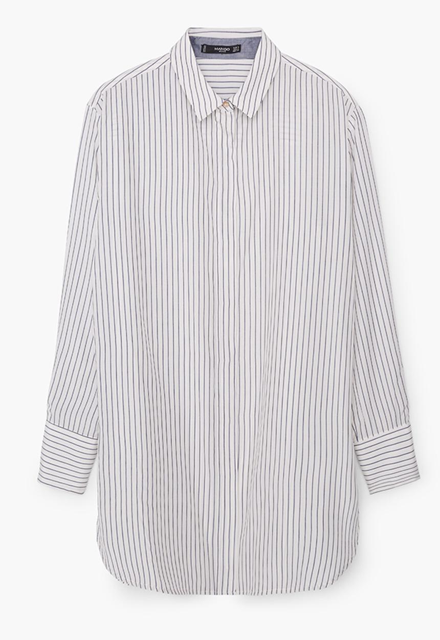 MANGO - Longer Length Striped Shirt Blue and White