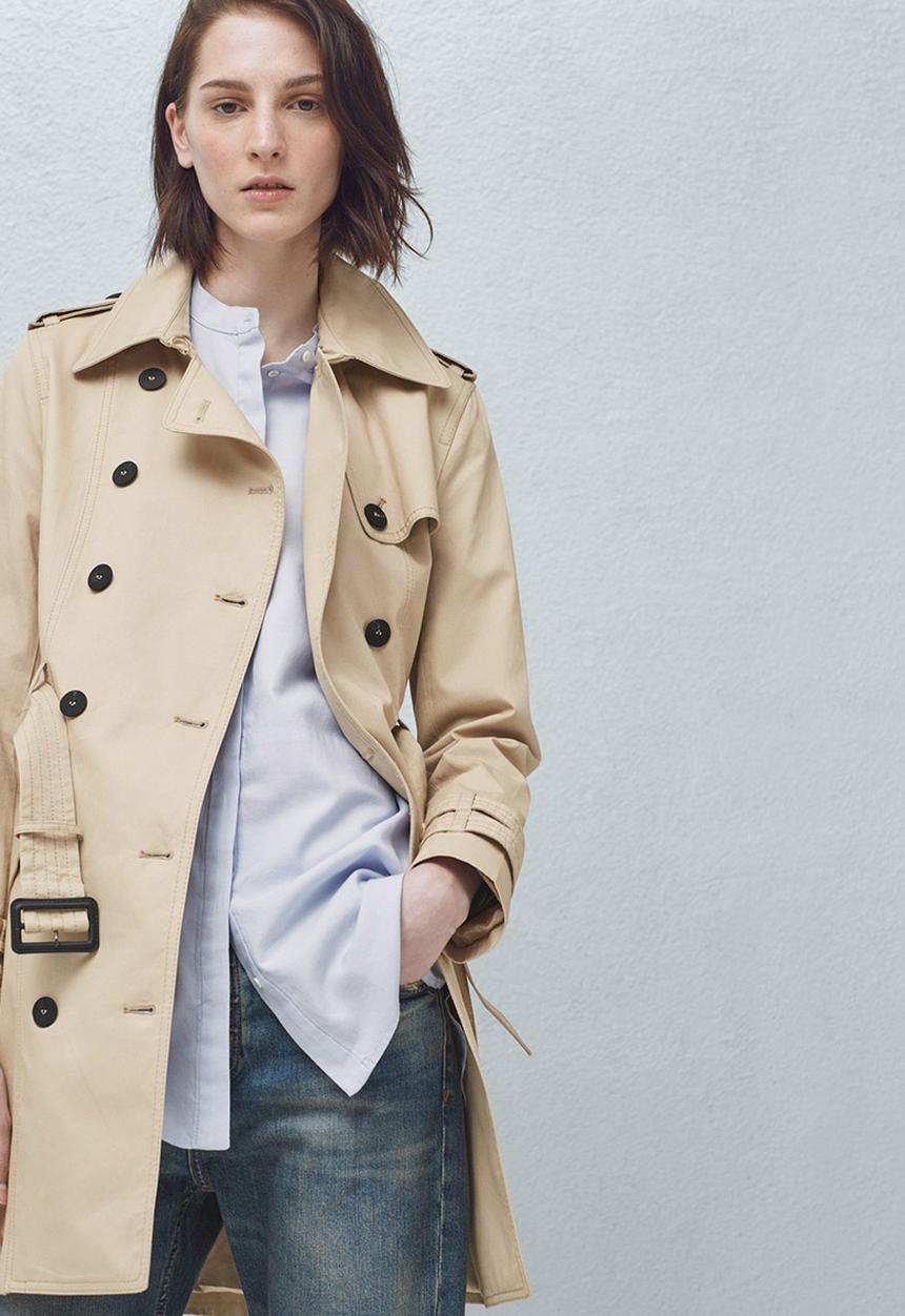 MANGO - Double Breasted Trench Coat - Beige