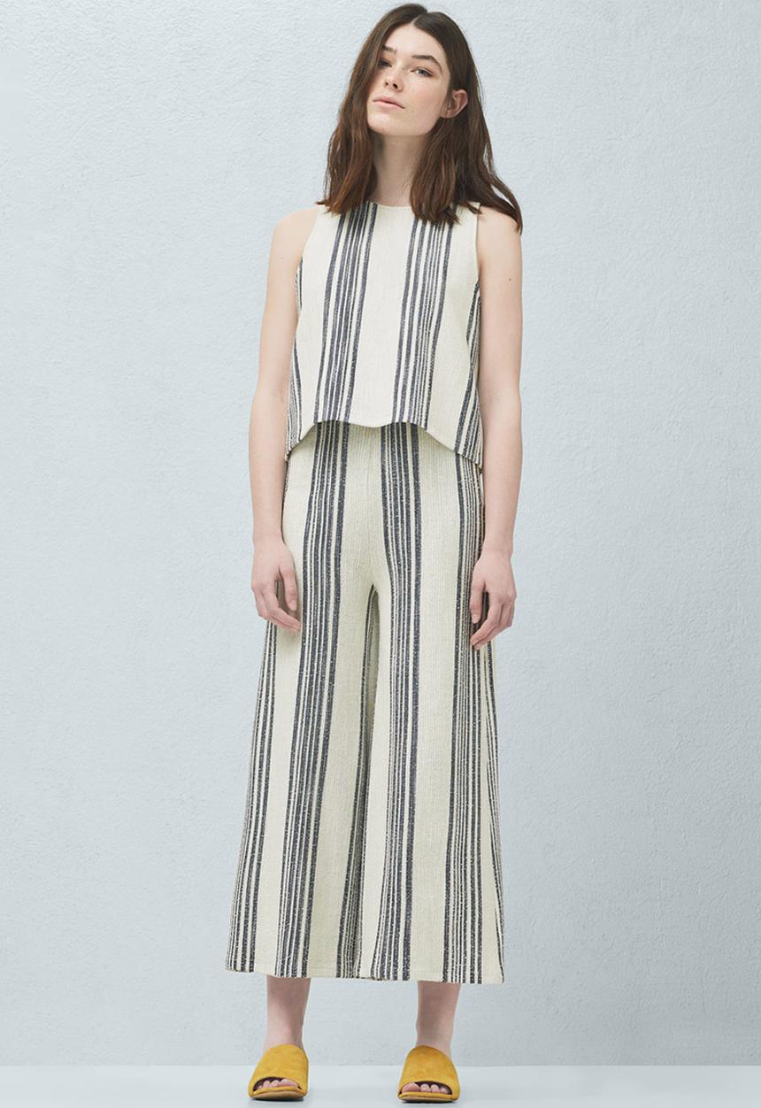 MANGO - Striped Tank Top Black and White