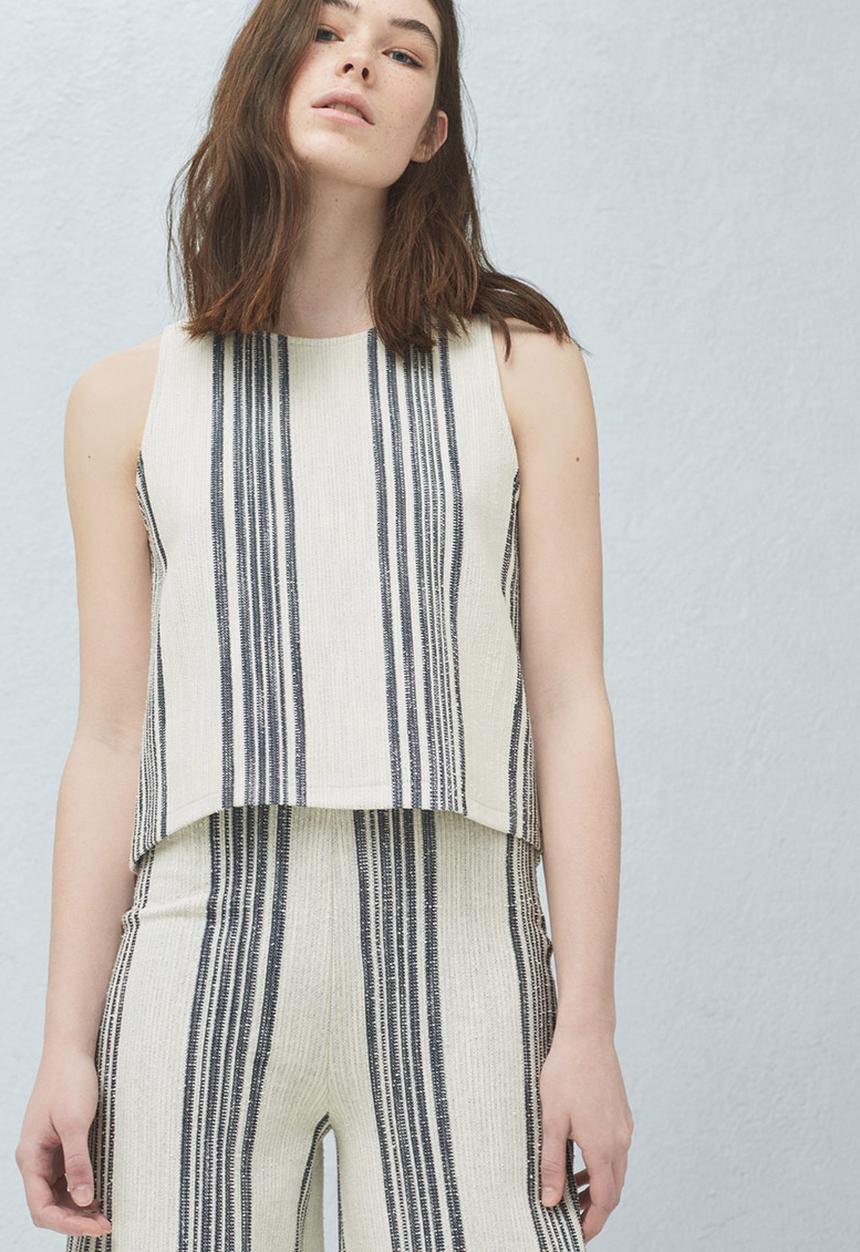 MANGO - Striped Tank Top Black and White