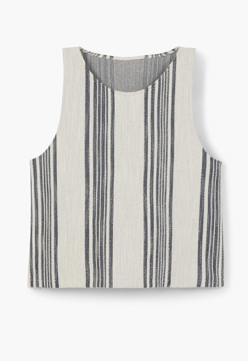 MANGO - Striped Tank Top Black and White