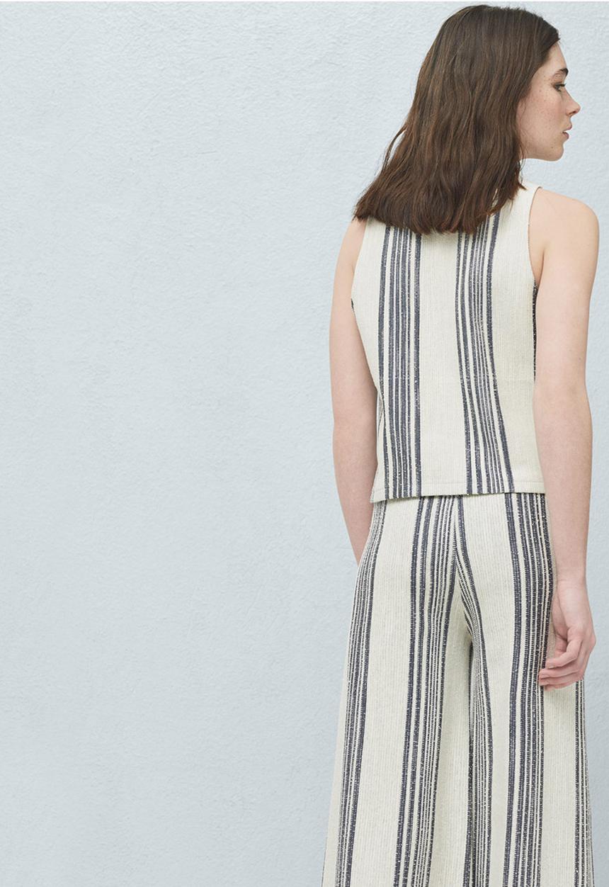 MANGO - Striped Tank Top Black and White