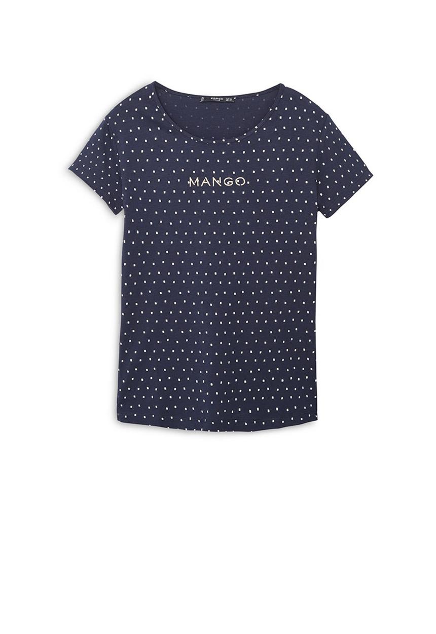 MANGO - Logo Cotton T-shirt Navy