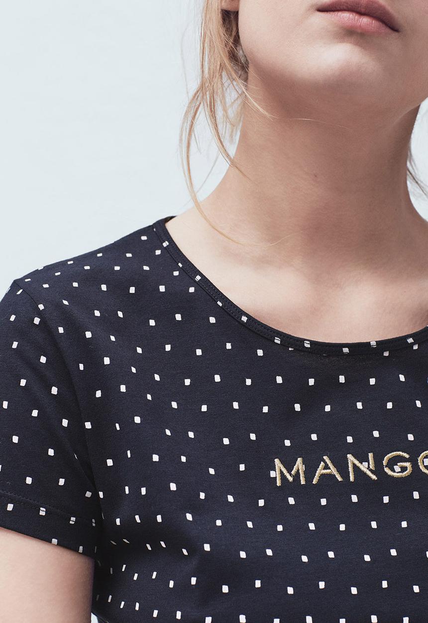 MANGO - Logo Cotton T-shirt Navy