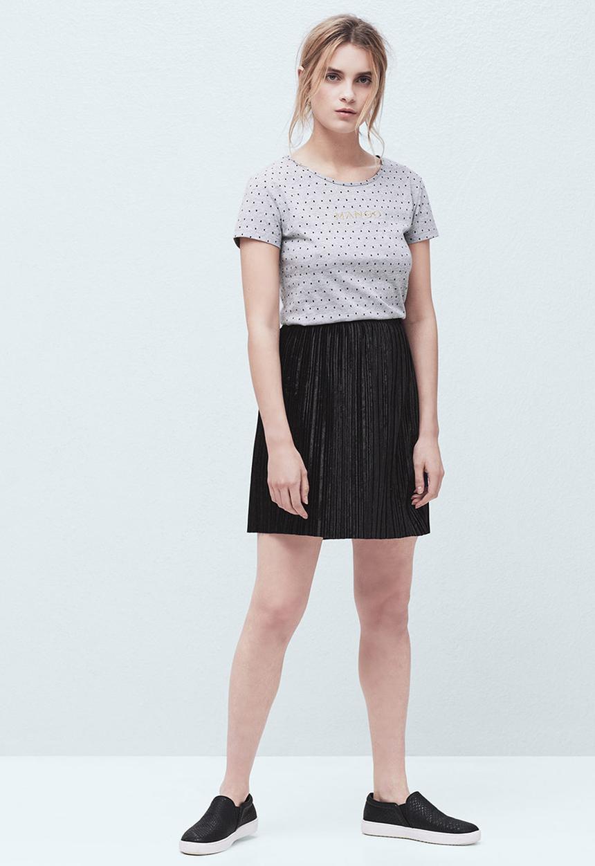 MANGO - Logo Cotton T-shirt Mid Grey