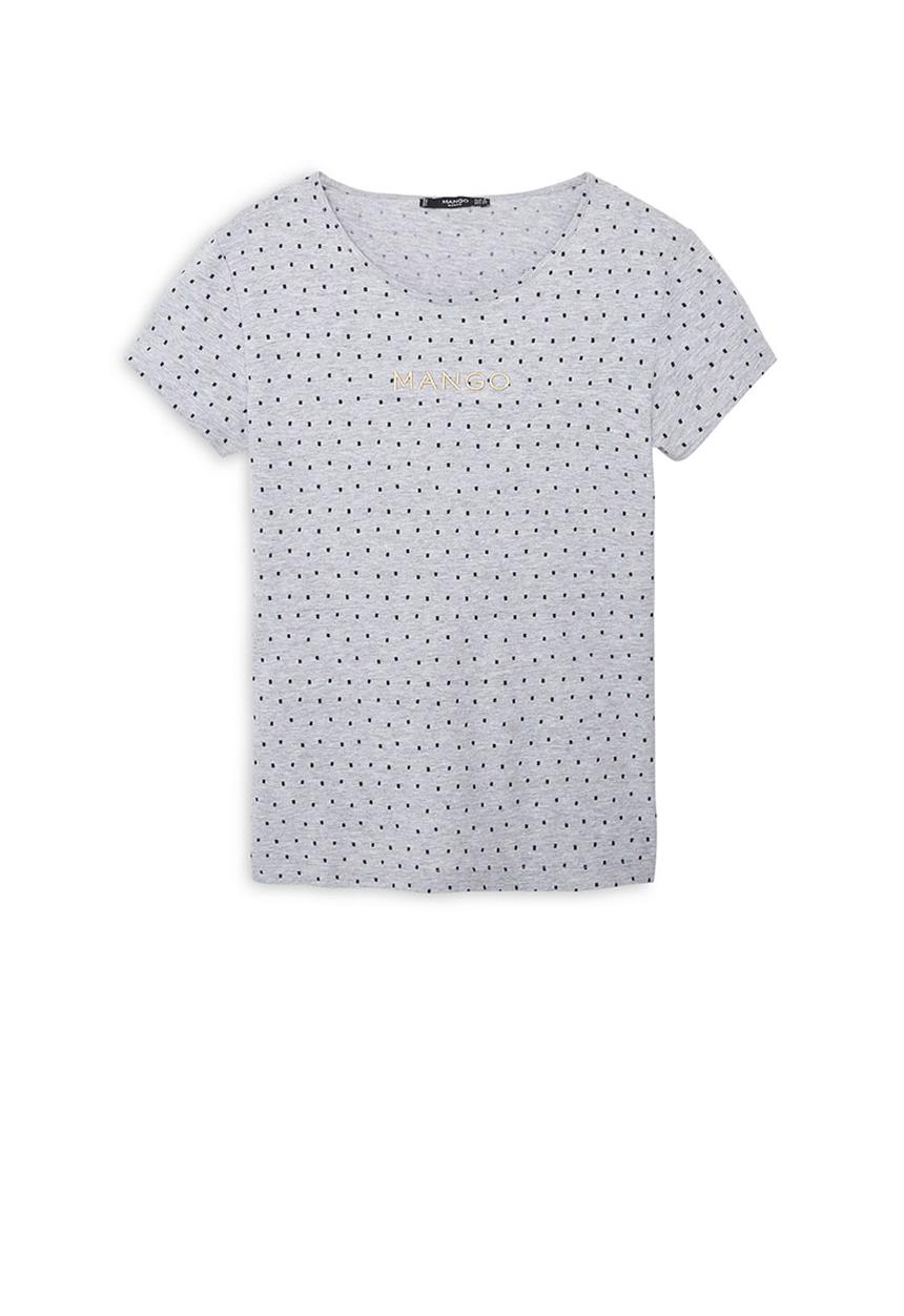 MANGO - Logo Cotton T-shirt Mid Grey