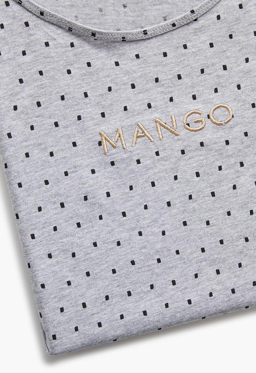 MANGO - Logo Cotton T-shirt Mid Grey
