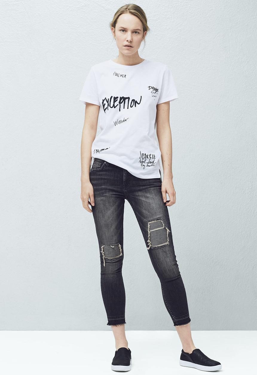 MANGO - Printed t-shirt Black and White