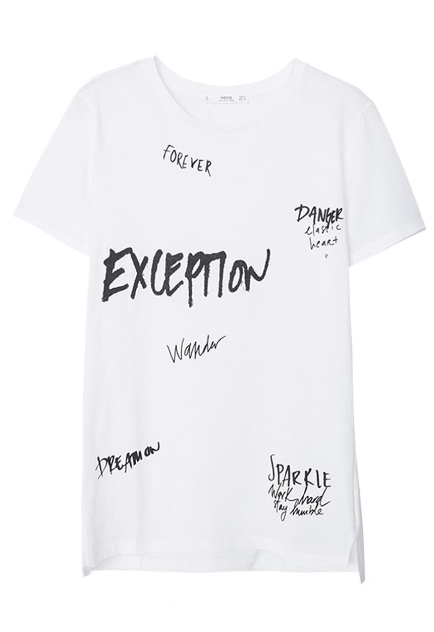 MANGO - Printed t-shirt Black and White
